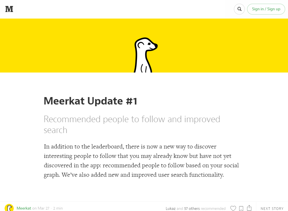 Meerkat Update  1 — Medium